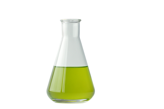 Green Liquid in Erlenmeyer Flask Chemistry Experiment