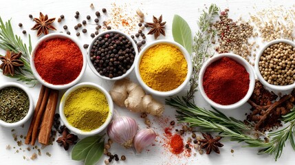 Diverse Spices and Herbs Collection for Culinary Delights
