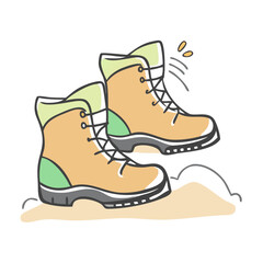 hiking boots on trail icon, hiking boots on trail vector illustration-simple illustration of hiking boots on trail, perfect for hiking boots on trail logos and icons