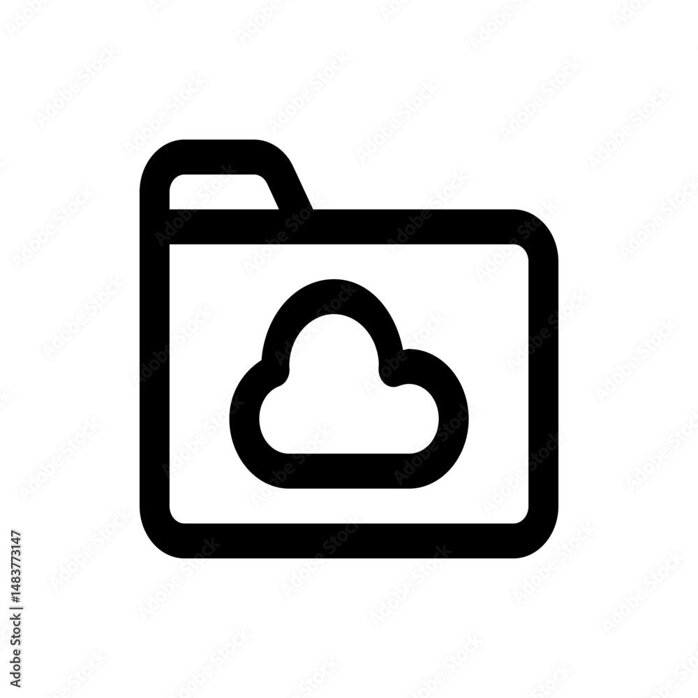 Poster a simple icon of a folder containing a cloud, representing cloud storage and organization of data on