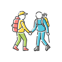 hiking couple icon, hiking couple vector illustration-simple illustration of hiking couple, perfect for hiking couple logos and icons