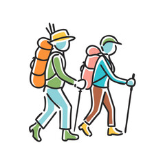 hiking couple icon, hiking couple vector illustration-simple illustration of hiking couple, perfect for hiking couple logos and icons