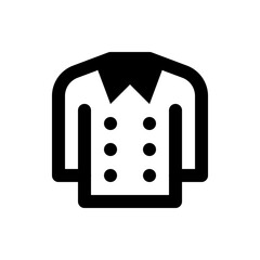 Illustration of a double breasted suit jacket with six buttons and a collar in a simple line art style