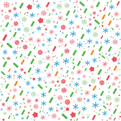 Festive Winter Pattern: Colorful Snowflakes and Shapes