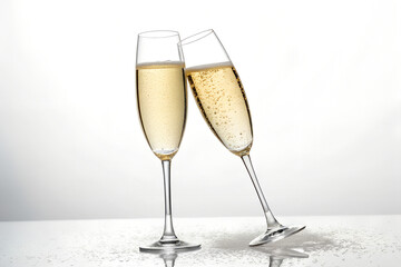 Celebration Toast with Champagne Flutes