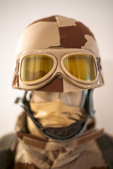 Portrait of camouflaged protected soldier