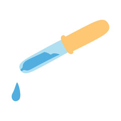 Pipettes with a drop on the tip. Lab glassware, isolated, illustration