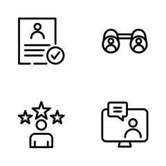 Hiring Process Line Icons. Recruitment, Job Application, Interview, Candidate Selection Vector Set