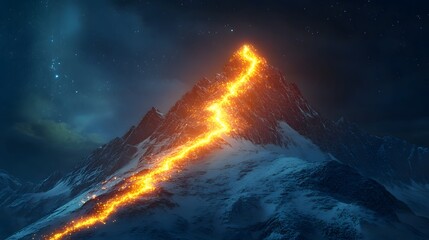 glowing path to the top of the mountain business