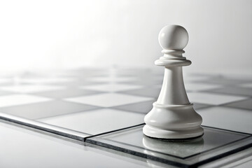 White Chess Queen on Chessboard