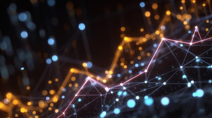Abstract lines and light create a futuristic digital network display, showcasing data flow and interconnection on a dark background.