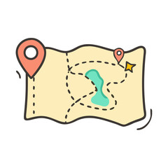map with route marked icon, map with route marked vector illustration-simple illustration of map with route marked, perfect for map with route marked logos and icons
