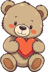 Obraz premium Teddy bear with a heart in its paws.