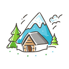 mountain cabin icon, mountain cabin vector illustration-simple illustration of mountain cabin, perfect for mountain cabin logos and icons