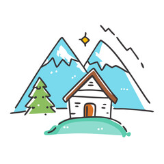 mountain cabin icon, mountain cabin vector illustration-simple illustration of mountain cabin, perfect for mountain cabin logos and icons