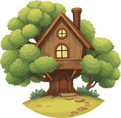 House on the tree vector illustration.
