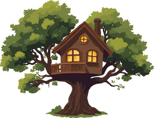 House on the tree vector illustration.