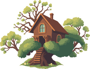 House on the tree vector illustration.