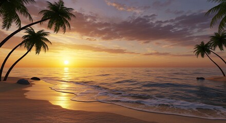 Tropical sunset beach scene