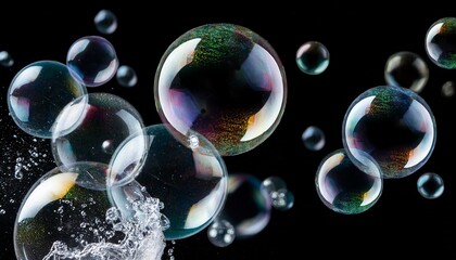 Naklejka premium soap bubbles on transparent background