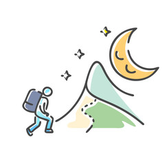 night hike icon, night hike vector illustration-simple illustration of night hike, perfect for night hike logos and icons