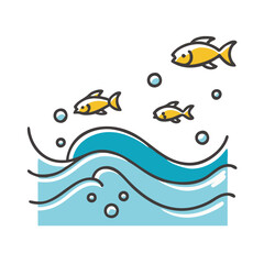 ocean wave with fish icon, ocean wave with fish vector illustration-simple illustration of ocean wave with fish, perfect for ocean wave with fish logos and icons