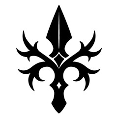 Black Graphic Tribal Swirl Mandala. Graphic Element Vector Icon Representing Decorative Motif or Spiky Design.