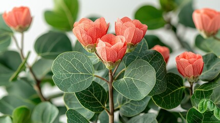 Blossoming Red flowers bloom amid lush greenery