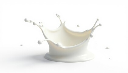 Isolated milk splash, crown shape, white background , drink, dairy, white