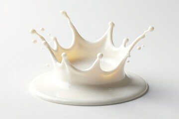 Isolated milk splash crown, white background, textured surface, background, creamy, design