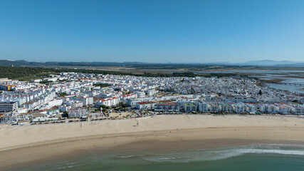 Vistas aérea del municipio de Barbate y su costa , Andalucía