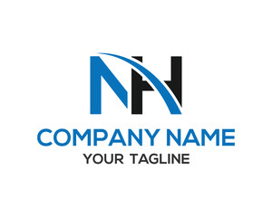 Nh initial letter abstract curve logo design vector template for company identity branding and marketing