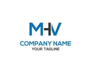 Modern abstract initial MHV vector logo template blue and black color combination for corporate identity