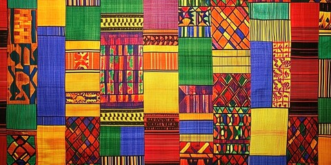 African Kente Cloth Patchwork Quilt