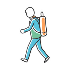 person with walking backpack icon, person with walking backpack vector illustration-simple illustration of person with walking backpack, perfect for person with walking backpack logos and icons