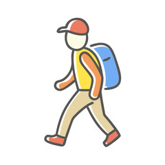 person with walking backpack icon, person with walking backpack vector illustration-simple illustration of person with walking backpack, perfect for person with walking backpack logos and icons