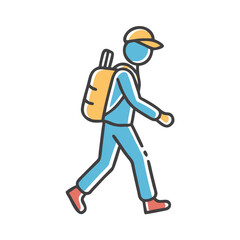 person with walking backpack icon, person with walking backpack vector illustration-simple illustration of person with walking backpack, perfect for person with walking backpack logos and icons