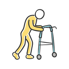 person with walking frame icon, person with walking frame vector illustration-simple illustration of person with walking frame, perfect for person with walking frame logos and icons