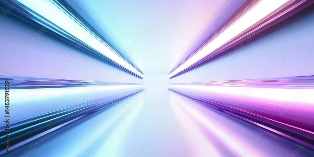 Aufkleber 青と紫の光線が交差する抽象的な未来的な背景とデジタル テクノロジーの速度線モーションと照明効果のデザイン