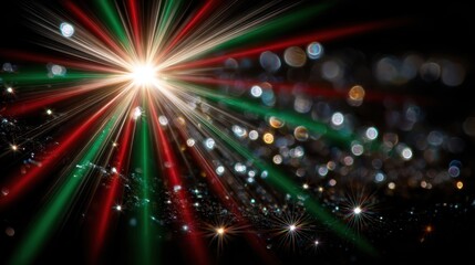 Juneteenth, Colorful laser light display, vibrant beams in red and green creating a festive atmosphere, ideal for celebrations or parties.