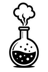 Chemistry Flask Reaction Icon: Scientific Experiment & Discovery Symbol