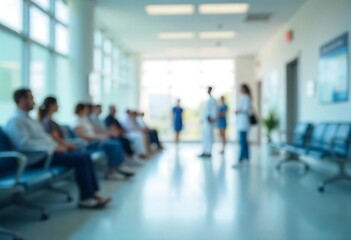 Generative AI Blurred image depicting a waiting room scene with patients