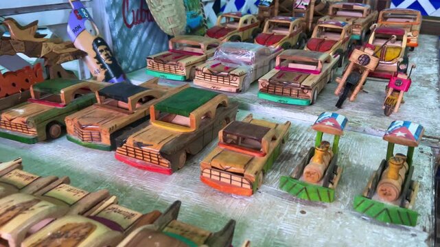 Souvenir market in Varadero. VARADERO, CUBA - DECEMBER 2023 - Caribbean holidays, vacations in Cuba, Cuban tourism. A tourist market with shops, a fair selling souvenirs, gifts, and handmade products.