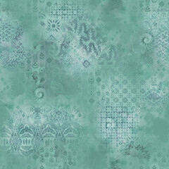 "Bright and bold tropical flowers scattered evenly in a seamless floral pattern &ndash; ideal for summer fashion prints."