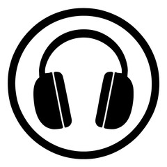 Black and White Headphones Logo Icon Graphic Element