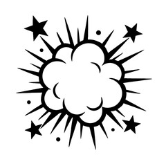 Energetic Comic Book Explosion Cloud with Bursting Stars