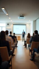 Generative AI Blurred vision of people attending a business conference or lecture