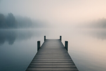 Boat approaching dock in lake.