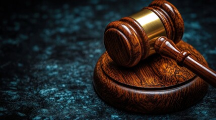 Dark gavel and block with detailed wood grain design