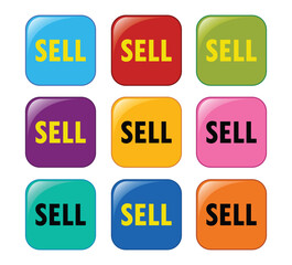 Sell sign icon contributor earnings, Sell button symbol